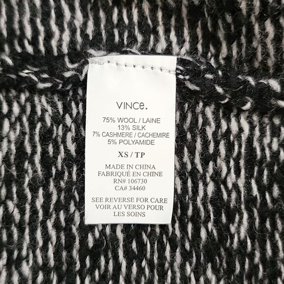 Vince duster sweater with pockets wool silk cashmere blend black donegal sz XS - Picture 7 of 8